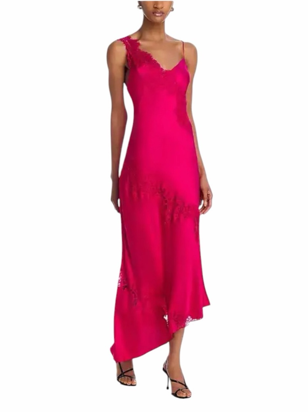 A.L.C. - NWT Stella Lace-Detail Fuschia Midi Asymmetrical Cocktail Dress Sz 8